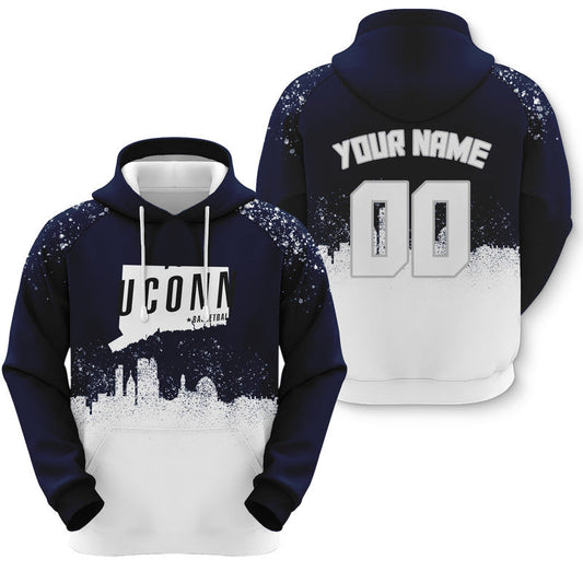 Custom Sports Pullover Sweatshirt Colleage Basketball Graffiti Map UConn Fashion Hoodie