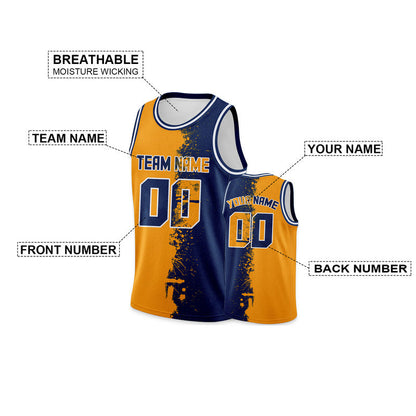 Custom Orange Navy-White Authentic Spilt Fashion Basketball Jersey