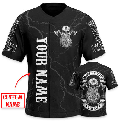 Viking Son Of Odin Valhalla Skull Custom Baseball Jersey