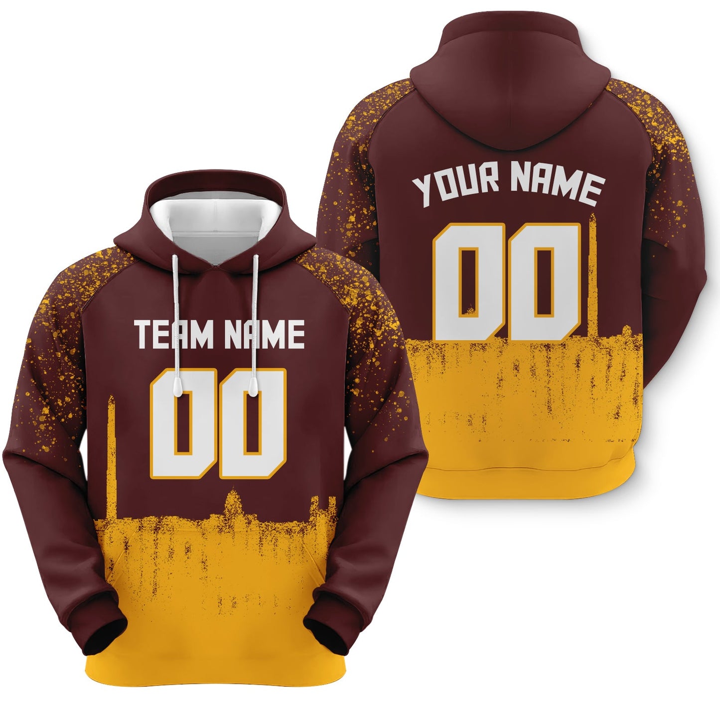 Custom Sports Pullover Sweatshirt  Graffiti City Washington Fashion Football Hoodie