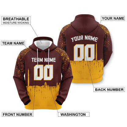 Custom Sports Pullover Sweatshirt  Graffiti City Washington Fashion Football Hoodie