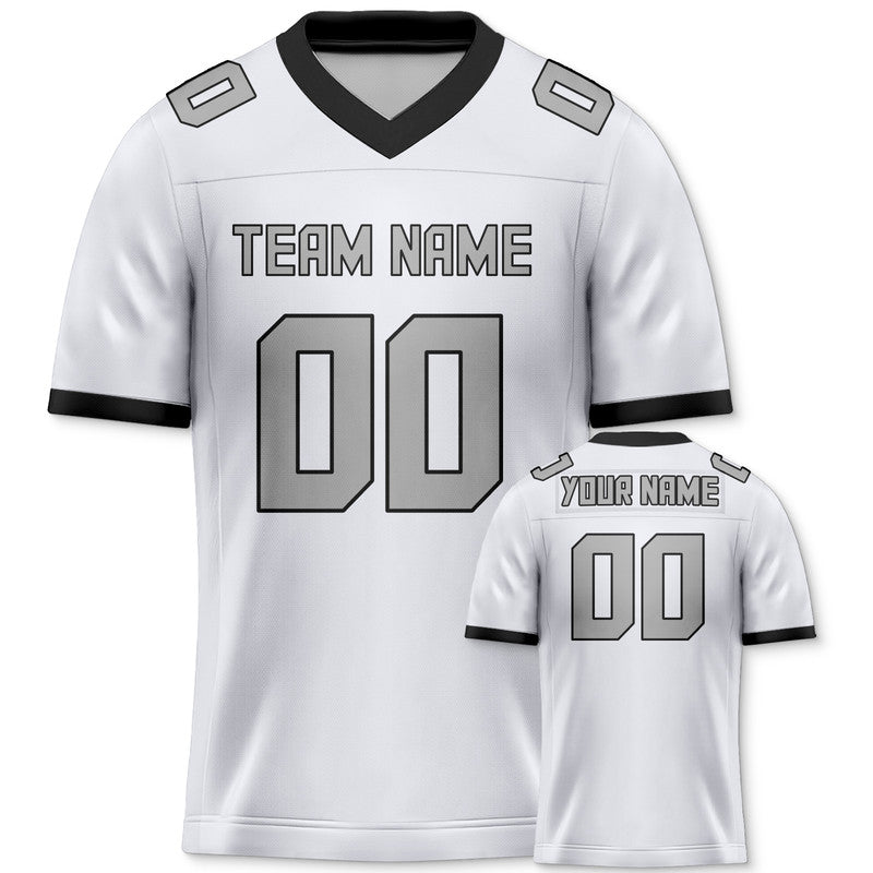 Custom White Gray-Black Mesh Authentic Football Jersey
