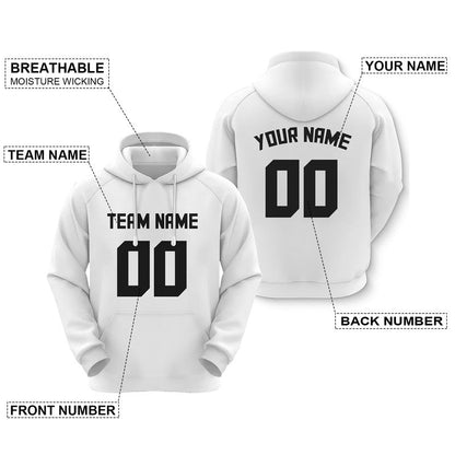 Custom  White Black Sports Pullover  Sweatshirt Football Hoodie