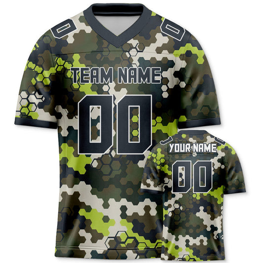 Custom Camo Balck-Neon Green Polygon Authentic Salute To Service Football Jersey