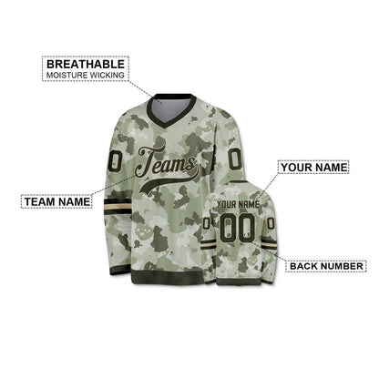 Custom Camo Olive-Black Authentic Salute To Service Hockey Jersey