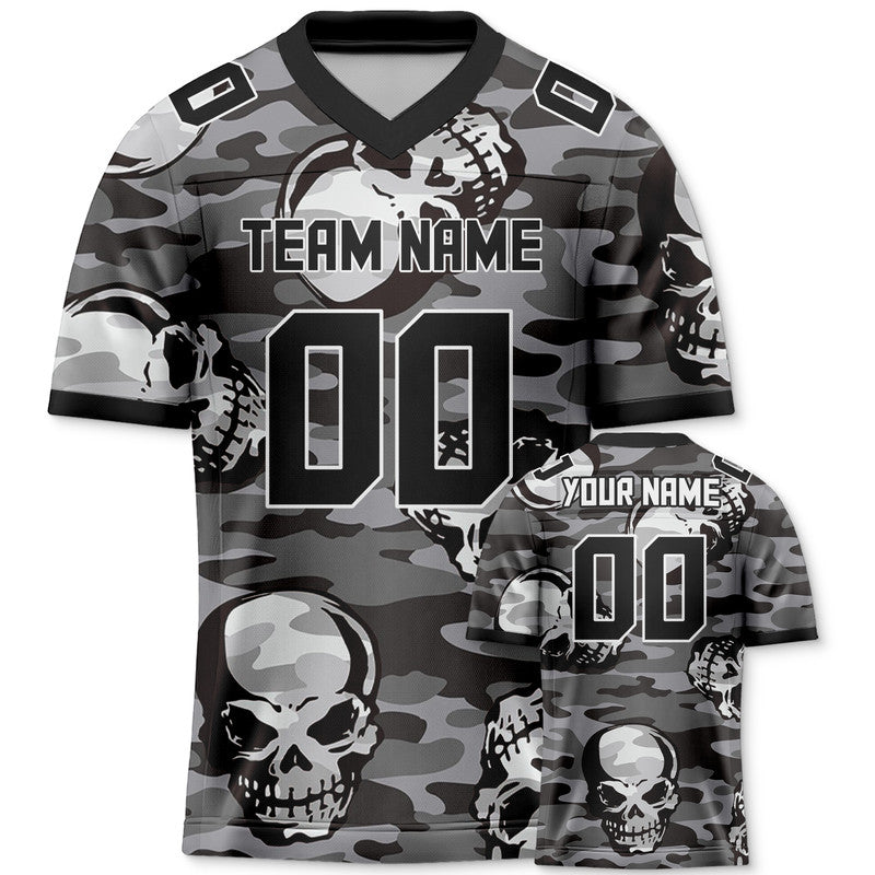Custom Camo Balck-Gray Skeleton Authentic Salute To Service Football Jersey