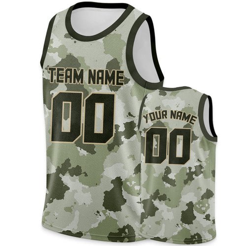 Custom Camo Olive-Black Authentic Salute To Service Basketball Jersey