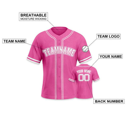 Custom Pink White Authentic Baseball Jersey-2