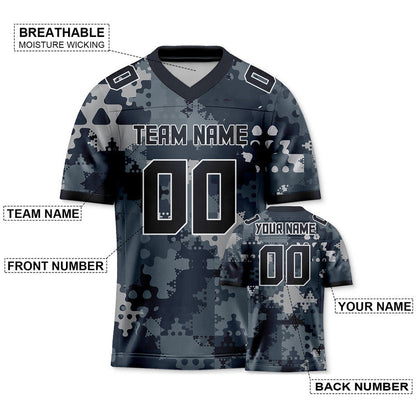 Custom Camo Black-White Puzzle Authentic Salute To Service Football Jersey